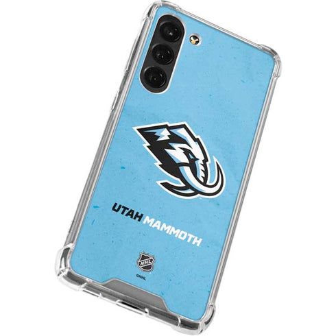 NHL Utah Mammoth Distressed Blue Galaxy S24 FE Clear Case
